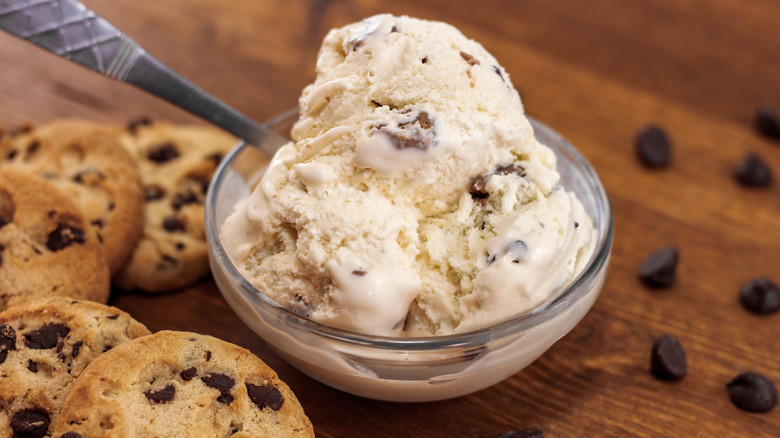 chocolate chip cookie and ice cream