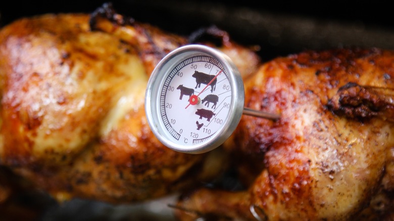 Meat thermometer in chicken