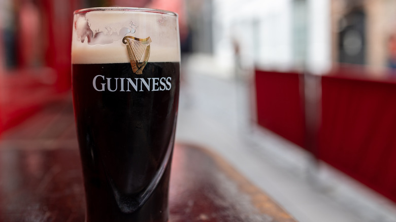 Guinness pint closeup in bar