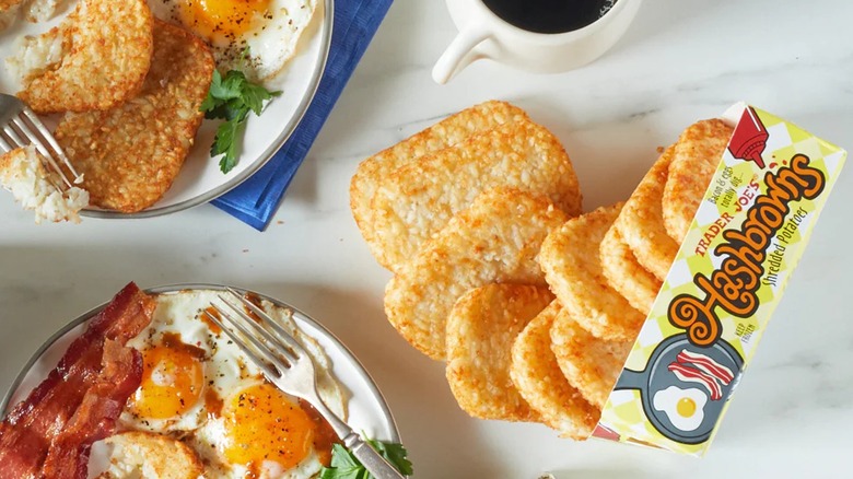 Trader Joe's hash browns on table