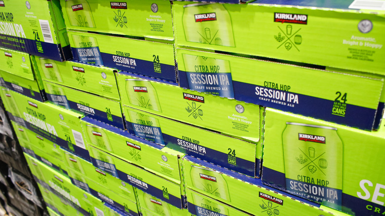 Stacked boxes of Kirkland Signature Citra Hop Session IPA