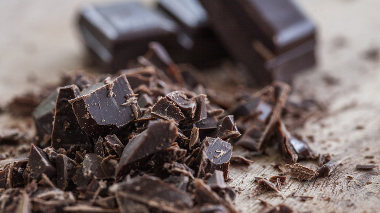 broken pieces of dark chocolate