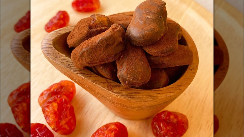 Chocolate covered dried baby tomatoes