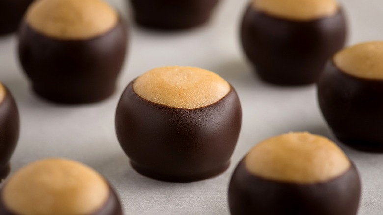 Close up of buckeye candies