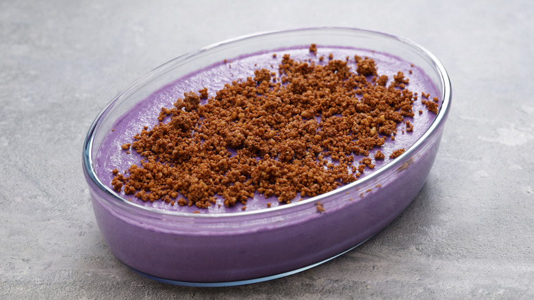 homemade ube halaya with latik