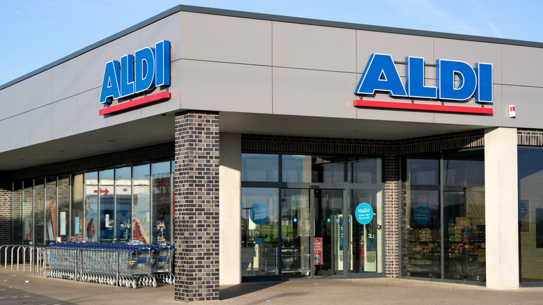 Aldi store with large logos