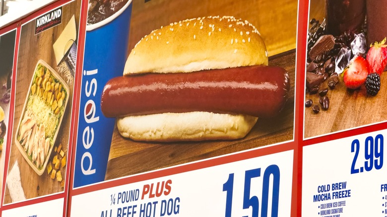 Costco hot dog on menu board