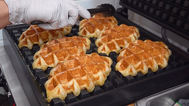 Croissant waffles in iron