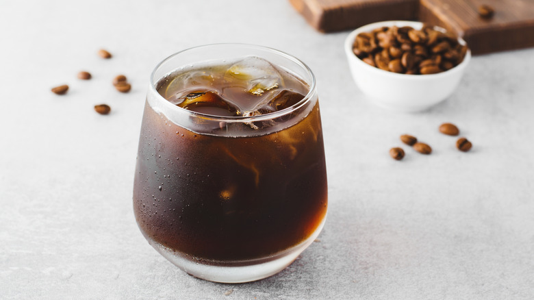 Cold brew black coffee in a glass