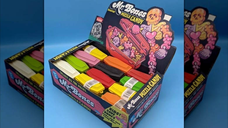 Box of Mr. Bones puzzle candy coffins