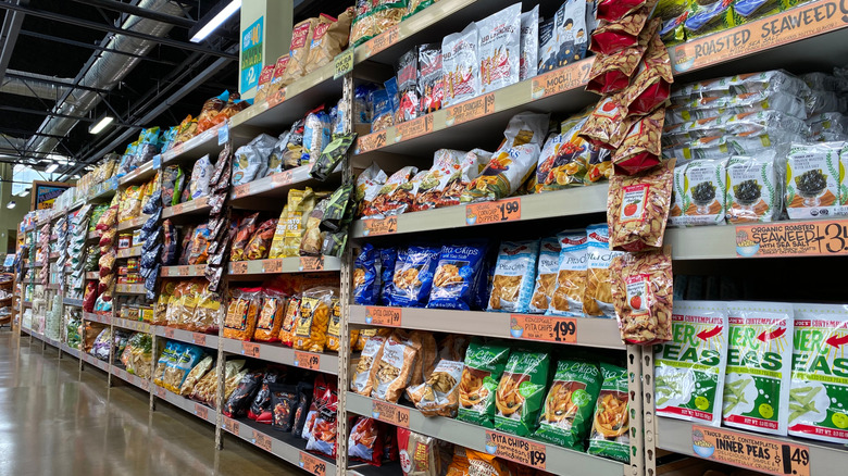 Trader Joe's interior with shelves of chips