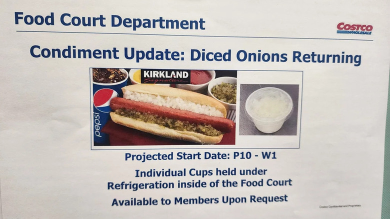 Diced onions returning at Costco announcement