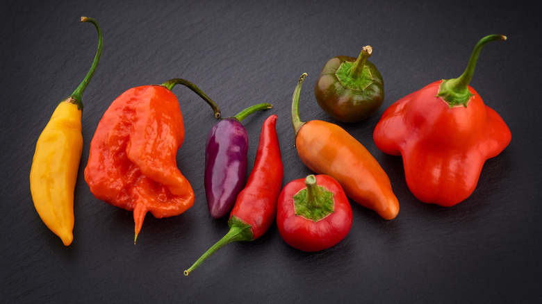 Peppers of varying levels of heat