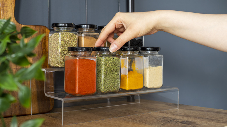 Selecting spices.