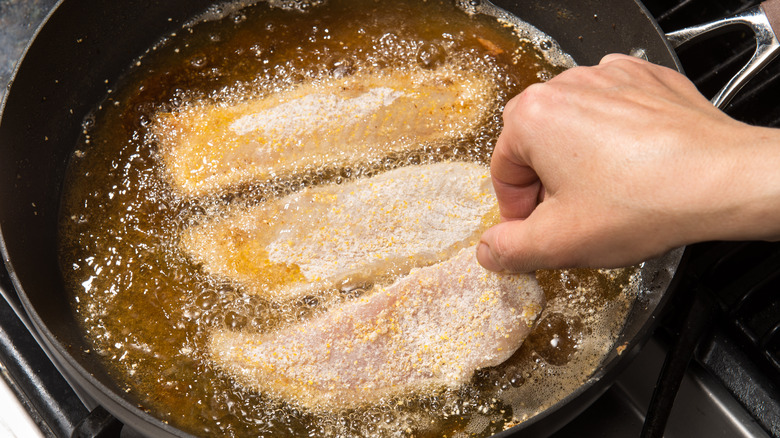 Frying fish fillets
