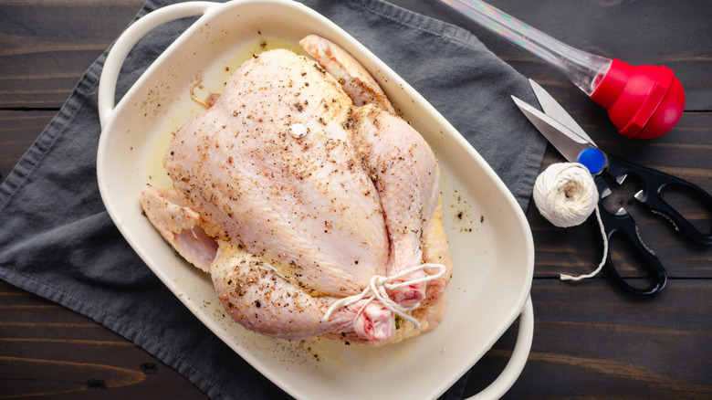 trussed turkey ready for oven