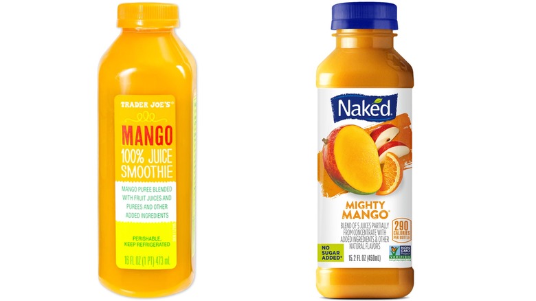 Trader Joe's mango smoothie and Naked Juice's Mighty Mango smoothie