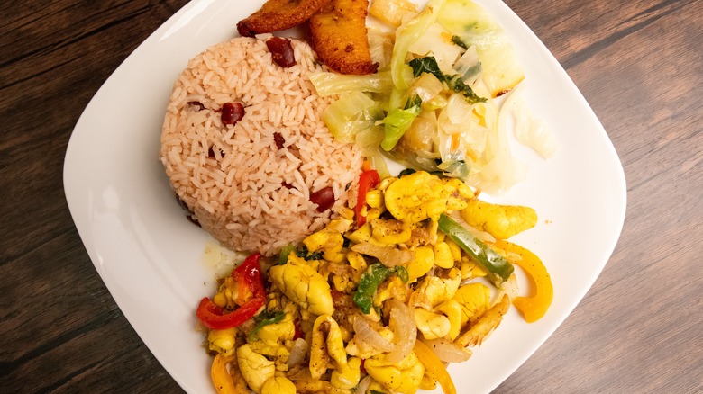 Sautéed ackee and peppers with rice