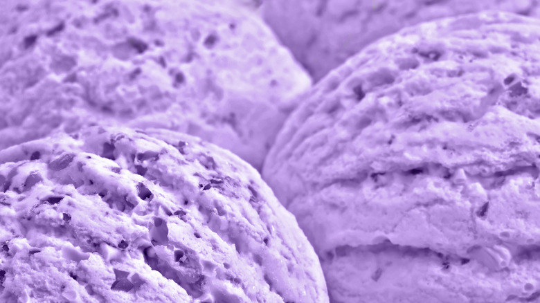 up close view of purple ice cream
