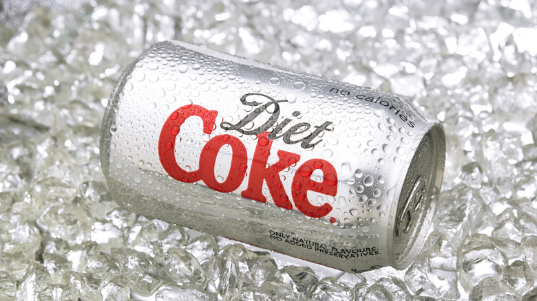 Diet coke can on ice