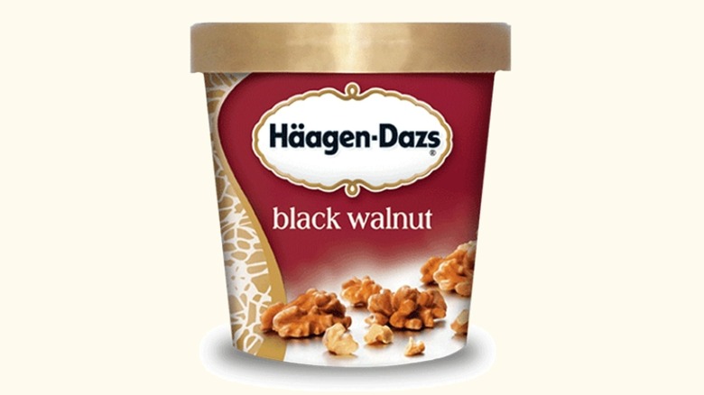 Container of Häagen-Dazs black walnut ice cream