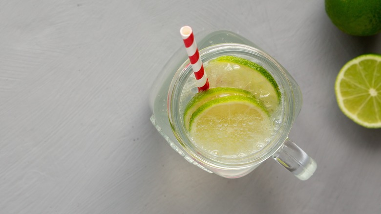 nimbu soda in glass overhead