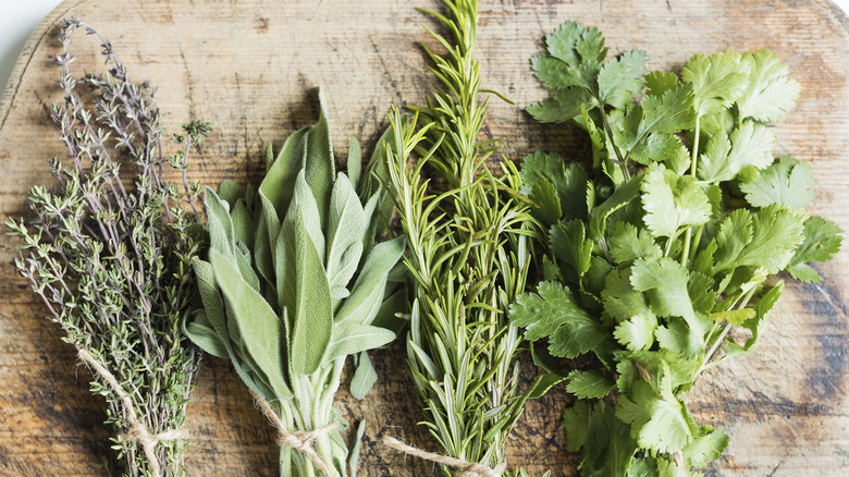 Thyme, sage, rosemary. cilantro