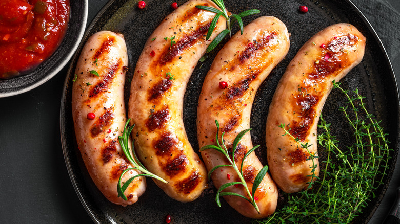 Grilled sausages.