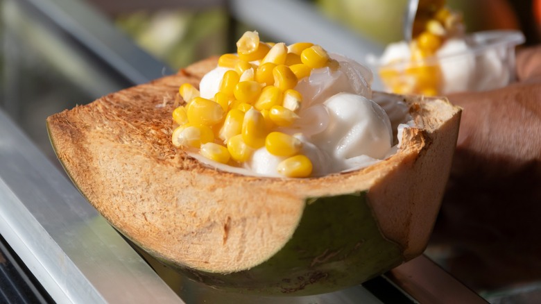 Ice cream shaped like corn on the cob