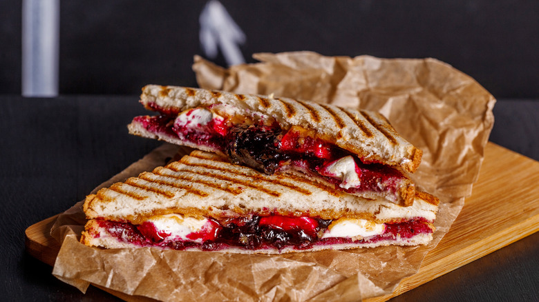 grilled peanut butter and jelly sandwich with marshmallows