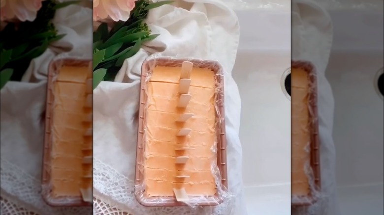 Homemade popsicles in loaf pan