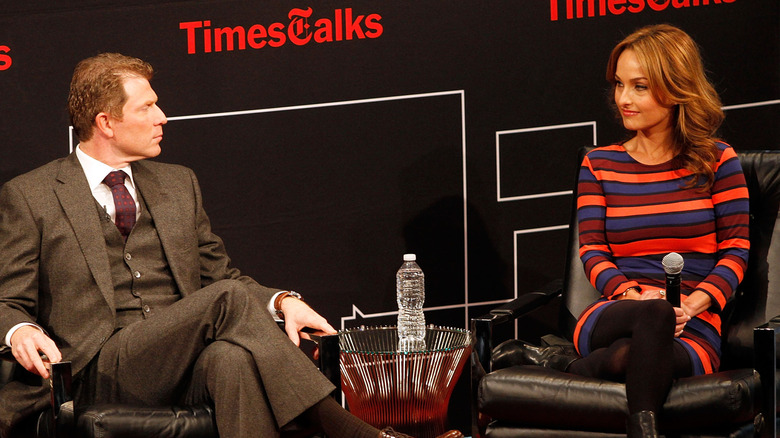 Bobby Flay and Giada De Laurentiis at a Times Talks event