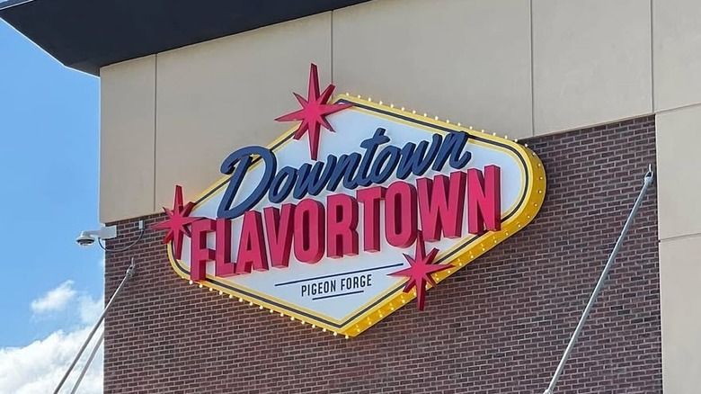 The sign on the Downtown Flavortown complex in Pigeon Forge