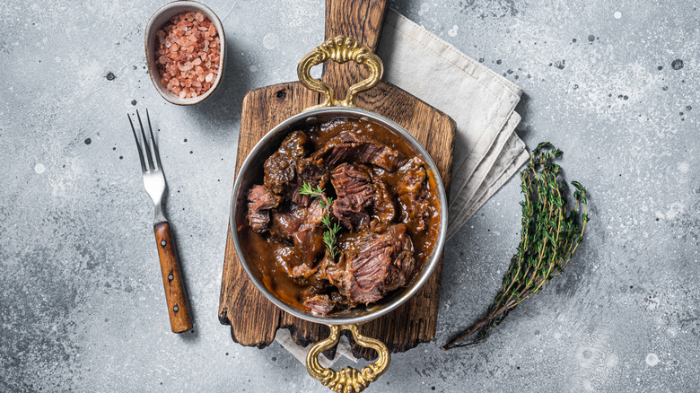 Beef cheeks in brown red wine sauce