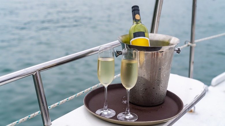 Drinking chilled wine while sailing
