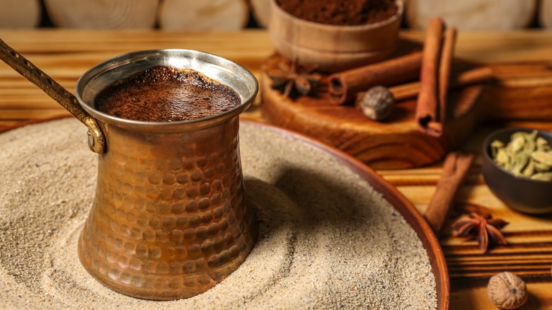 Turkish coffee on sand