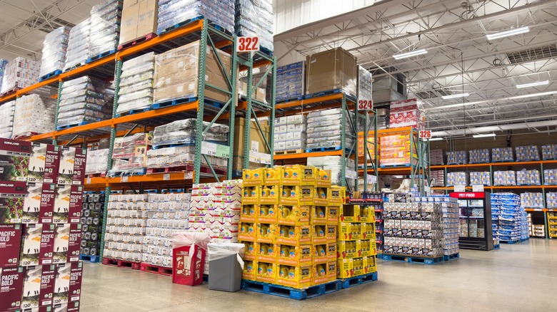 shelves full of inventory inside a Costco