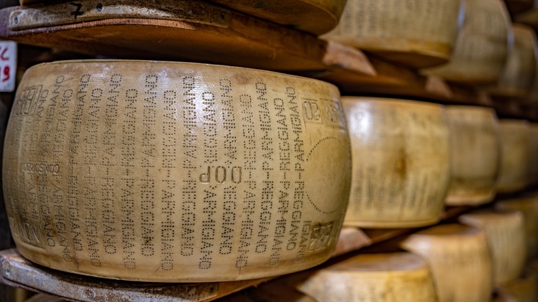 Wheels of Parmigiano Reggiano cheese