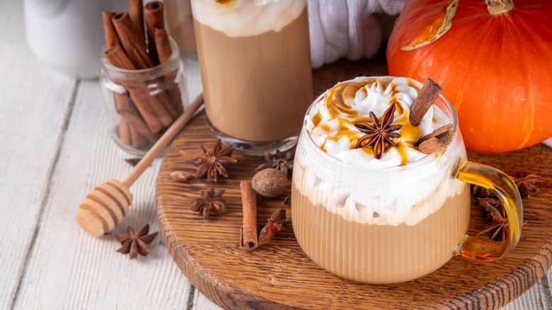 Warm pumpkin latte with anise, cinnamon, and other spices.