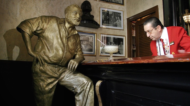 Ernest Hemingway statue at El Floridita bar in Havana