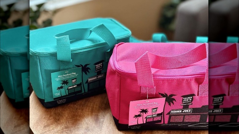 teal and pink TJ's lunch bags 
