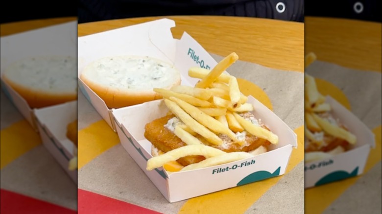 Filet-O-Fish with fries piled inside it