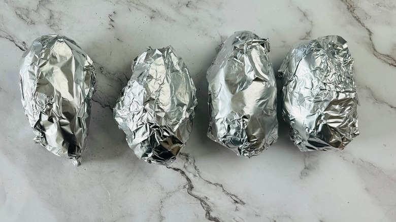 potatoes wrapped in foil