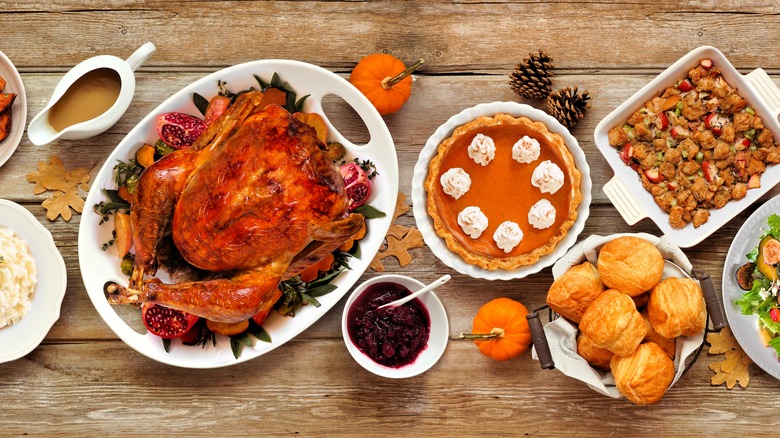 A selection of Thanksgiving dishes