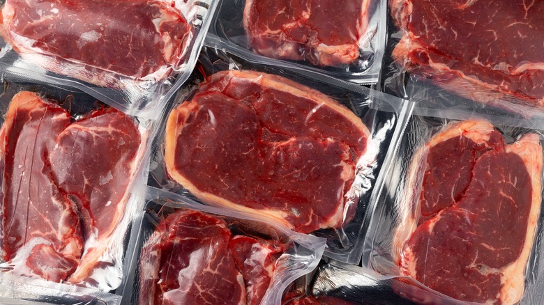 Vacuum sealed steaks to cook sous vide