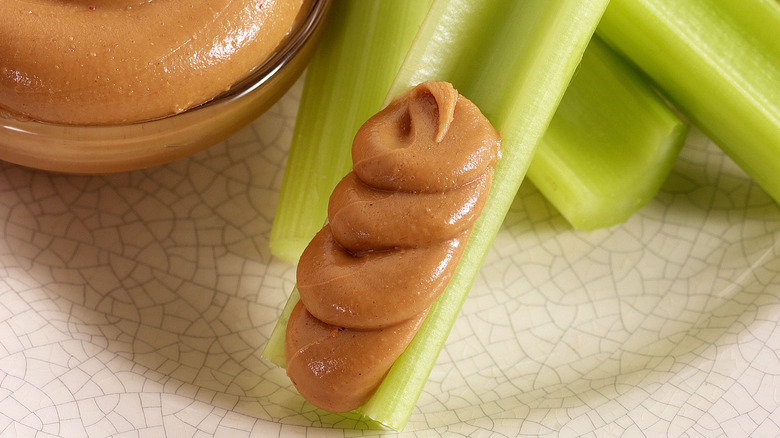 peanut butter and celery stalks