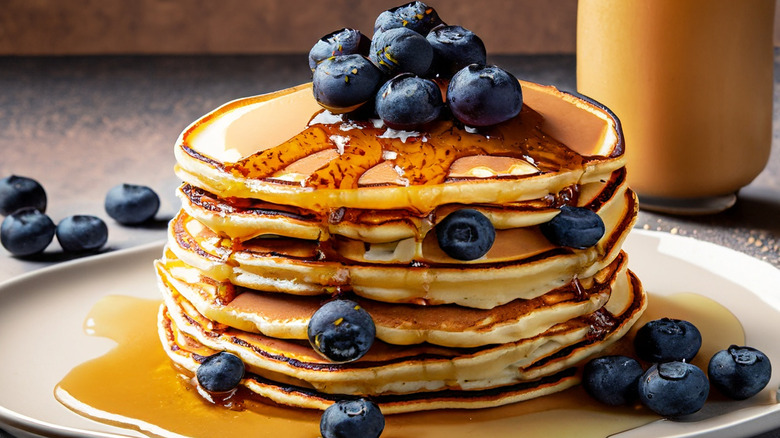 stack of blueberry pancakes