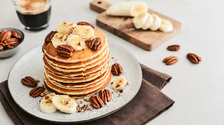 stack of pecan pancakes