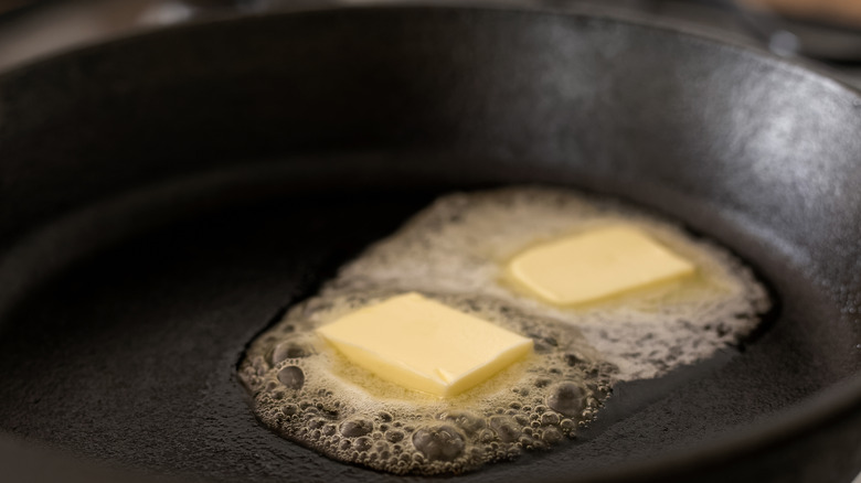 melting butter in pan