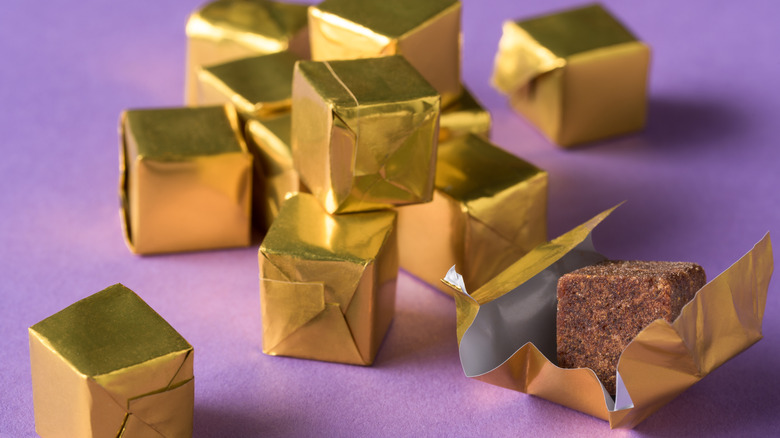 Bouillon cubes in gold foil